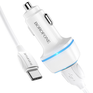 borofone-bz14-max-dual-port-ambient-light-car-charger-usb-c-set-kit