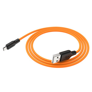 hoco-x21-plus-micro-usb-silicone-charging-cable-folded-orange