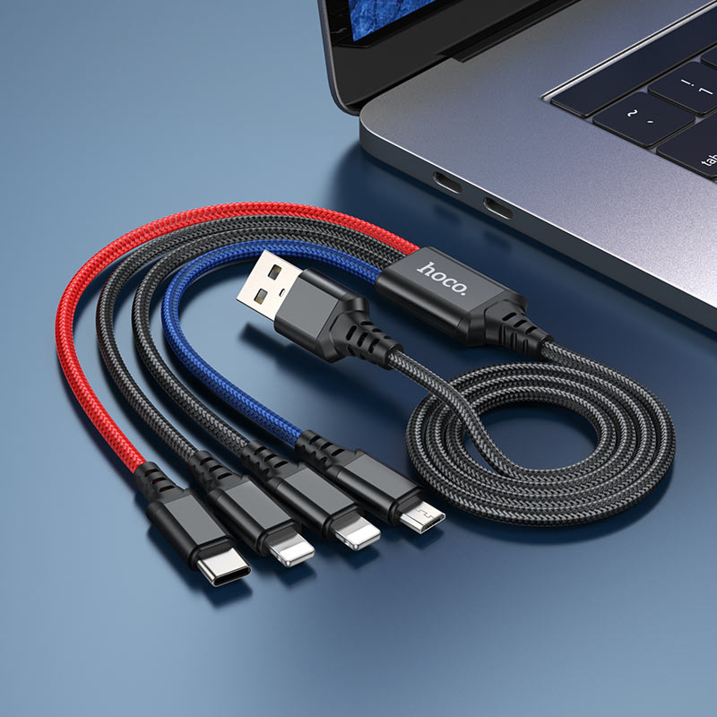 hoco-x76-4in1-super-charging-cable-2xltn-tc-musb-overview
